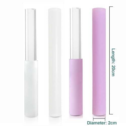 4 Pcs Singing Bowl Mallet Set Includes Solid and Hollow Acrylic Silicone Rubber Striker Mallet for Playing Quartz Crystal Singing Bowls with Bundle Pocket(WhitePurple) - color: WhitePurple