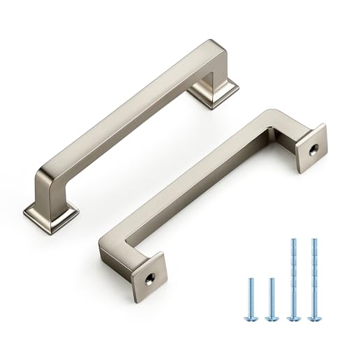 HOME EDIT Brushed Nickel Cabinet Handles Zinc Pulls 3-3/4 Inch 5 Pack - color: Brushed Nickel, size: 3-3/4 inches Hole Center