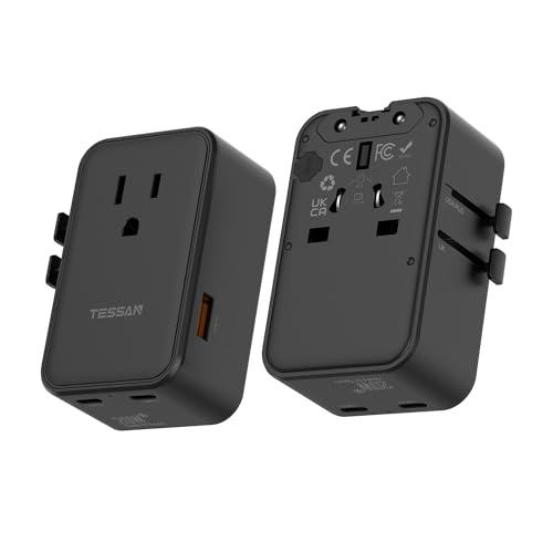 TESSAN 20W International Power Adapter, Black - color: Black