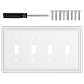 OKAYZIP White Decorative 4 Toggle Switch Light Switch Covers Plate | Natural Material Switch Plate Covers - 1 Pack Modern Style 4 Gang Wall Plates - size: 4 Toggle 1 Pack