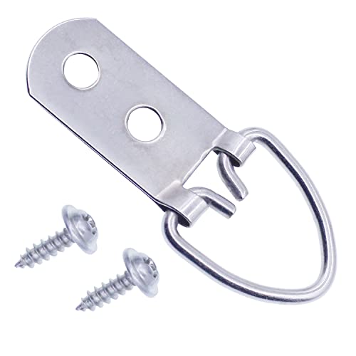 Heavy Duty D Ring Picture Hangers with Screws, 20 Pcs Large Wide D-Ring Picture Hanging Hardware, 2 Holes Picture Hooks for Paintings, Mirror, Clock, Decoration, Artwork Picture Frame - size: 20 Pcs Double Holes