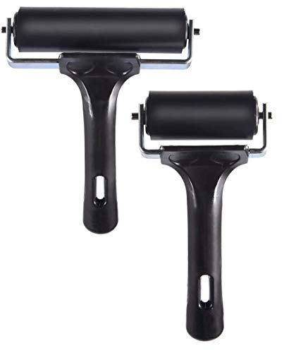 2Pcs Rubber Brayer Roller for Printmaking, Great for Gluing Application Also. (4inch+2.2 inch) - size: 2PCS