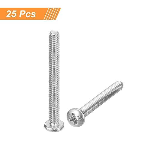 uxcell #6-32x1-3/8 Pan Head Machine Screws, 304 Stainless Steel 18-8 Screw, Phillips Drive, Fully Threaded, Bright Finish, Pack of 25 - size: #6-32x1-3/8"