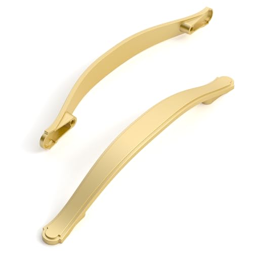 Amerdeco 10 Pack Brushed Gold Cabinet Pulls 5 Inch(128mm) Hole Center Drawer Pulls Cabinet Hardware Kitchen Cabinet Handles for Bathroom Dresser Pulls ZH0068 - color: Brushed Gold, size: 5"/128MM Hole Center