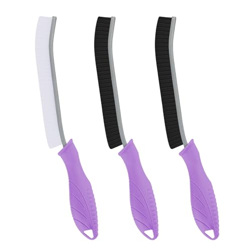 TQRR 3Pcs Hard Bristle Crevice Cleaning Brush-Thin Grout Scrub Brush - color: Purple