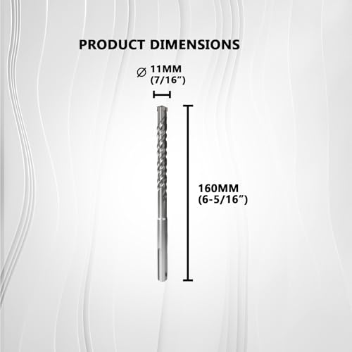 CATITO 7/16" x 6.3" SDS Plus Rotary Hammer Drill Bit, Professional Masonry Drill bit for Bricks, Cement Walls, and Concrete - size: 7/16 inch（11mm）, style: Length: 6.3"（160mm）