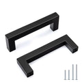 Goldenwarm 5 Pack 3 in Matte Black Cabinet Handles Square Drawer Pulls - color: Matte Black, size: 3 Inch Hole Center