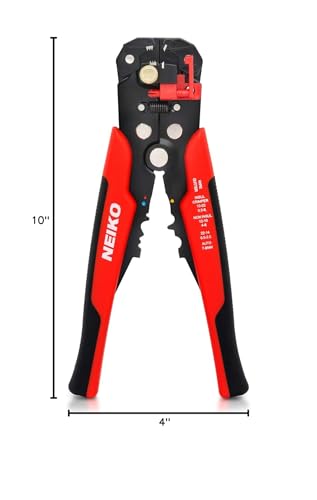 NEIKO 01924A 3-in-1 Automatic Wire Stripper, Cutter, and Crimping Tool, Auto Self-Adjusting Pliers that Cut up to 10 AWG - style: 3-in-1 Auto Wire Strippers, Red