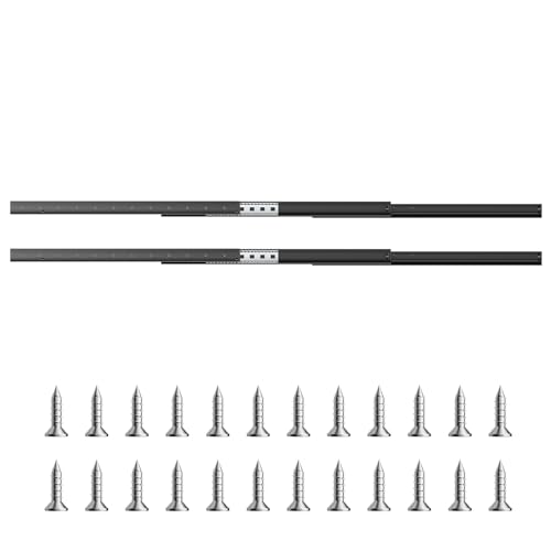 VEVOR Undermount Heavy Duty Drawer Slides, 16 24 32 40 Inch 260 lb Load Capacity Full Extension Ball Bearing Under Stair Cabinet Rails, Bottom Stair Cabinet Glides Track Runners(32inch, Black) - size: 32 Inch