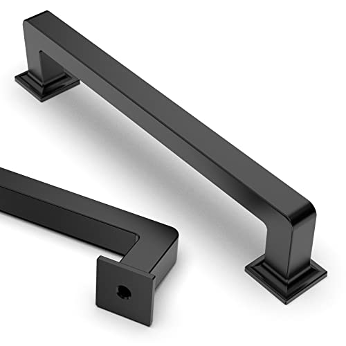 Asidrama 10 Pack 5 inch Matte Black Kitchen Cabinet Handles | Heavy-Duty Solid Zinc, 2 Screw Sizes, 5" Hole Center(128mm), Cupboards, Drawers, Dressers, Furniture, Hardware - color: Matte Black, size: 5" Hole Center(128mm)