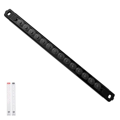 Reniteco Magnetic Socket Organizer, 1/4-Inch Drive ABS Sockets Rail, Heavy Duty Sockets Holder, Socket Rack Kit 1/4-Inch x 14 Clips - color: Black, size: 1/4" DR