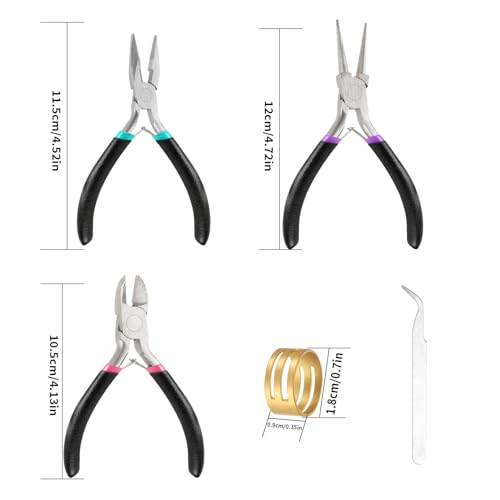 3Pcs Jewelry Making Tools Pliers Kit,Needle Nose/Round Nose Pliers/Diagonal - style: 3pcs - Black