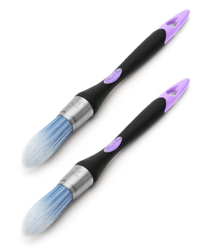 Bates- Trim Paint Brush, 0.75 Inch, 2 Pack, Purple and Black Ergonomic Non-Slip Handle, Synthetic Bristles, Trim Brushes for Painting - color: Purple-black, size: 0.75 inch, 2 Pack
