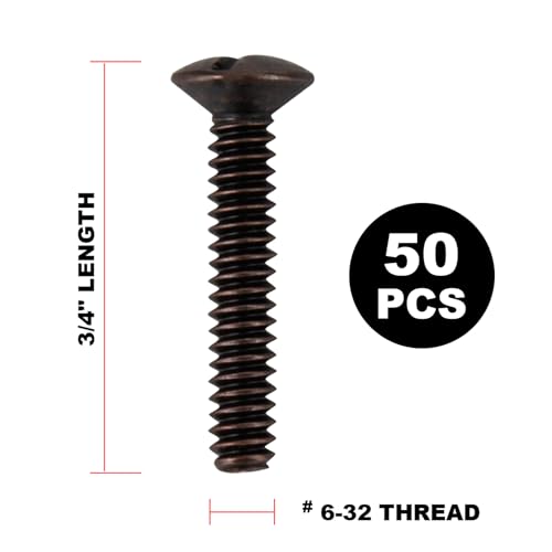 Henne Bery 3/4" Long 6-32 Thread, Oval Head Milled Slot Replacement Wall Plate Screws, 50 Pack, Bronze - color: Bronze, size: 3/4",50 Pack