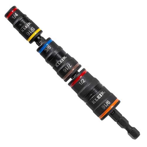 Klein Tools 32933 Klein Tools 32933 Impact Driver, SAE 7-in-1 Impact Rated Socket Set, 3 Flip Sockets with 6 Hex Driver Sizes and 1/4-Inch Bit Holder, 5-Inch Shaft - color: 7-in-1 W/ 9/16-inch