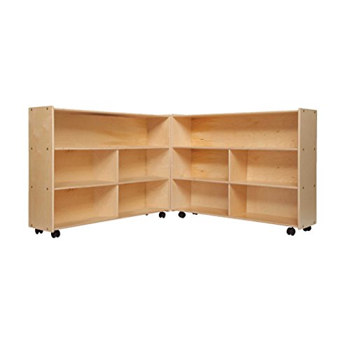 Contender Extra Large Folding Mobile Storage Organizer for Daycare Classroom Preschool, Wood Furniture on Rolling Casters with 4 Shelves for Toys, Puzzles, Books - style: Ready To Assembled