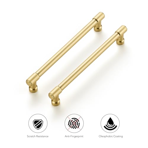 Ravinte Brushed Gold Kitchen Pulls Cabinet Handles 6-1/4 Inch 5 Pack - color: Brushed Gold, size: 6-1/4 Inches Hole Center