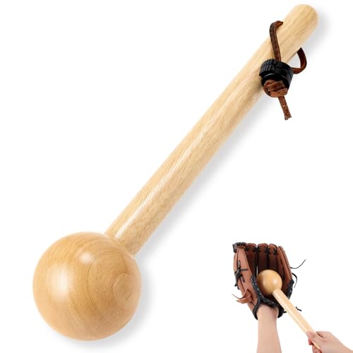 Hollowfly Baseball Glove Mallet 12 Inch Baseball Softball Glove Shaping Hammer with Leather Rope- Quick Create Ball Shaped Pocket for Softball - color: Natural Wood Color