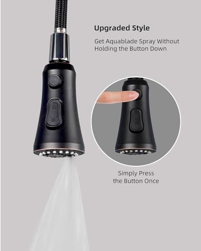 Hibbent Pull Down Kitchen Faucet Head Replacement with 15 Adapters - color: Oil Rubbed Bronze, style: Stay on sprayer without hold button
