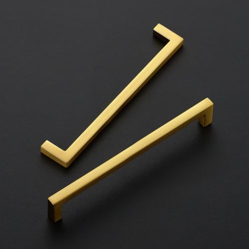 Ravinte Gold Cabinet Handles Solid Cabinet Pulls, 6-1/4 Inch CC, 10 Pack - color: Gold, size: Flat Black 6-1/4'' Hole Center