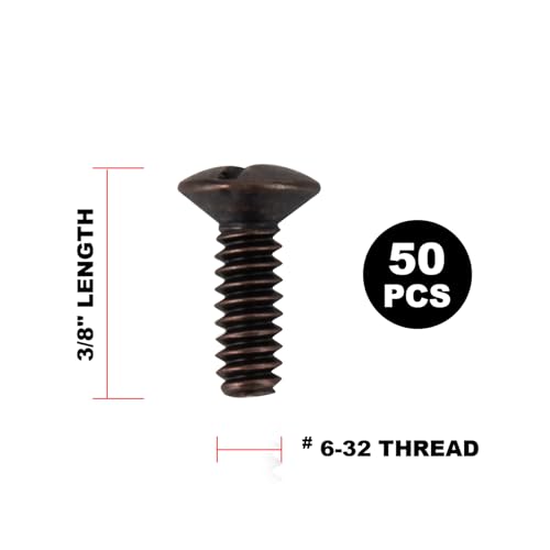 Henne Bery 3/8" Long 6-32 Thread, Oval Head Milled Slot Replacement Wall Plate Screws, 50 Pack, Bronze - color: Bronze, size: 3/8",50 Pack