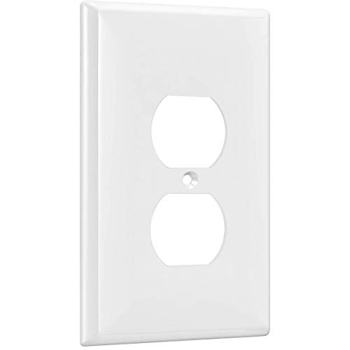 ENERLITES Duplex Receptacle Outlet Wall Plate, Jumbo Outlet Covers, Gloss Finish, Oversized 1-Gang 5.5" x 3.5", Polycarbonate Thermoplastic, 8821O-W, White - color: White, size: Over-Size