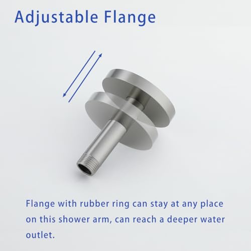 Wall Mounted Shower Arm Extension Head Holder Stainless Stee for Elbow Bathroom Accessories Pipe Bath Tube Brushed Nickel,SW-RD91038-4BN. - color: Circular Flange-4" Brushed Nickel