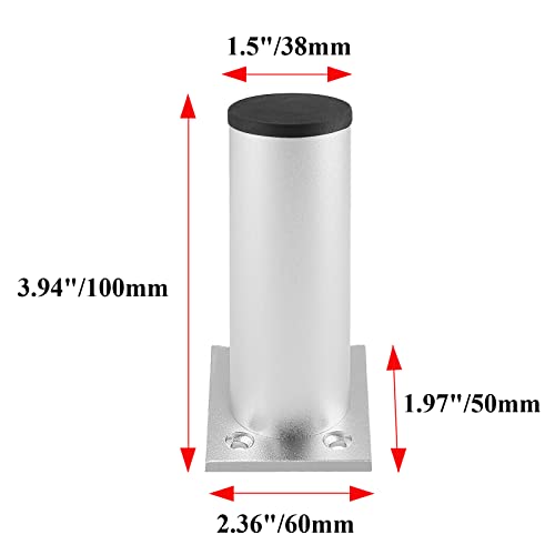 4-Pack Adjustable Aluminum Alloy Furniture Legs 4" Height Silver - color: Silver, size: 4 Inch