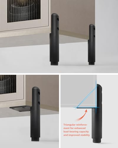 4 Pack Adjustable Furniture Support Legs Stand Black 3.3-4.5 Inch Coffee Table Legs Extenders Dresser Feet Cabinet Feet Replacement L-Shape Desk Leg - color: Black, size: 3.3-4.5 inch(4pcs)