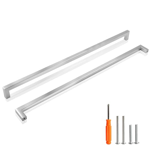 Cabinet Pulls Brushed Nickel Cabinet Handles Square Drawer Pulls, 5 Pack 18 Inch Stainless Steel Kitchen Door Cupboard Cabinet Handles, Cabinet Hardware Drawer Handles, 458mm Hole Centers - color: Brushed Nickel, size: Two Hole - 18 inch Hole Centers(458m