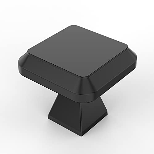 Amerdeco 10 Pack Matte Black Kitchen Cabinet Knobs Cabinet Hardware Single Hole Cabinet Pulls Dresser Knobs Square Drawer Knobs and Pulls for Bathroom Cabinets ZH0002 - color: Matte Black, size: Single Hole