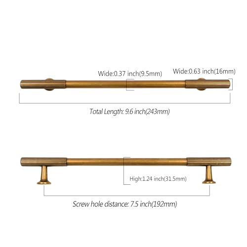 Asidrama 10 Pack 7.5 inch Antique Brass Kitchen Cabinet Handles - color: Antique Brass, size: 7.5" Hole Center