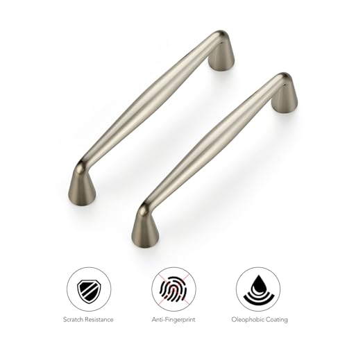 Ravinte Brushed Nickel Cabinet Handles Solid Handles,3-3/4 Inch,10 Pack - color: Brushed Nickel, size: 3-3/4 Inches Hole Center
