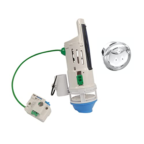 Danco HYR270 Hydroright Water-Saving Dual Flush Valve with Push-Button Handle, Plastic, Chrome - style: Push Button