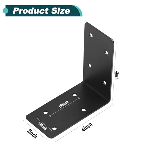 20Pcs Corner Braces,4x4x2 Black L Brackets,Right Angle Bracket - size: 4X4X2''