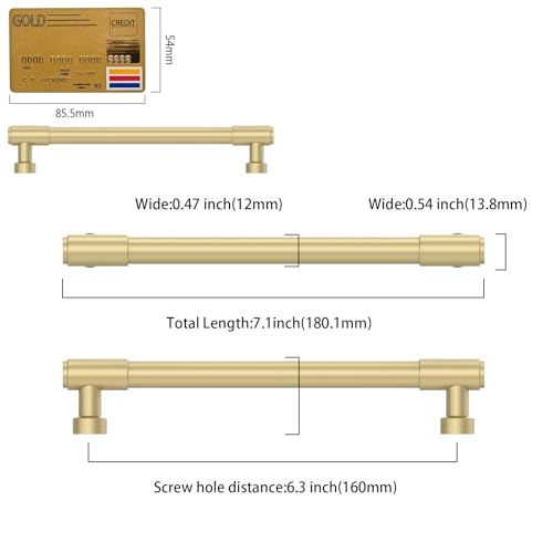 Amerdeco 10 Pack Brushed Gold Cabinet Pulls 6.3 Inch(160mm) Hole Center Drawer Pulls Cabinet Hardware Kitchen Cabinet Handles for Bathroom ZH0075 - color: Brushed Gold, size: 6.3"/160MM Hole Center