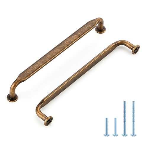 HOME EDIT Antique Brass Solid Cabinet Handles & Pulls 6-1/4 Inch 10 Pack - color: Antique Brass, size: 6-1/4 inches Hole Center