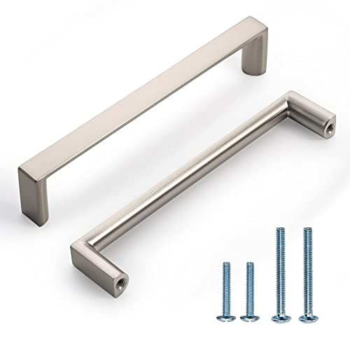 2 Pack 5 Inch Brushed Nickel Cabinet Pulls, Kitchen Hardware | Heavy-Duty Solid Zinc, Easy to Install, Good Scratch Resistance, Durability, Kitchen Cabinet Pulls for Drawers Dressers - color: Brushed Satin Nickel, size: 5"/128MM Hole Center, style: 2 Pack
