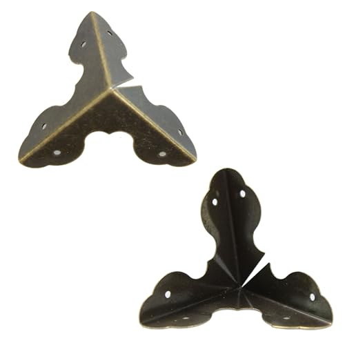 32PCS Antique Bronze Jewelry Box Corner Bracket, Metal Cabinet Corner Protector for Wooden, Chest, Table, Desk, Photo Frame, DIY (1.3*1.3*1.3 inch) - style: Antique Bronze-1.3inch