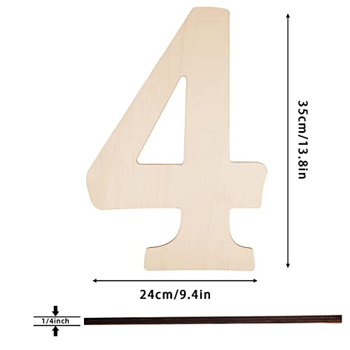 14 Inch Wooden Numbers 4, Unfinished Wood Numbers Cutout for DIY Crafts - color: 4, size: 14 Inch