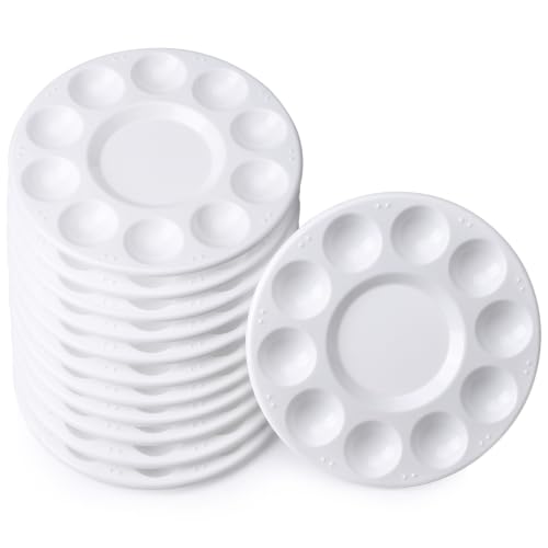 Hutou 12 Pack Paint Tray Palettes, Round, White - color: 12 Pack