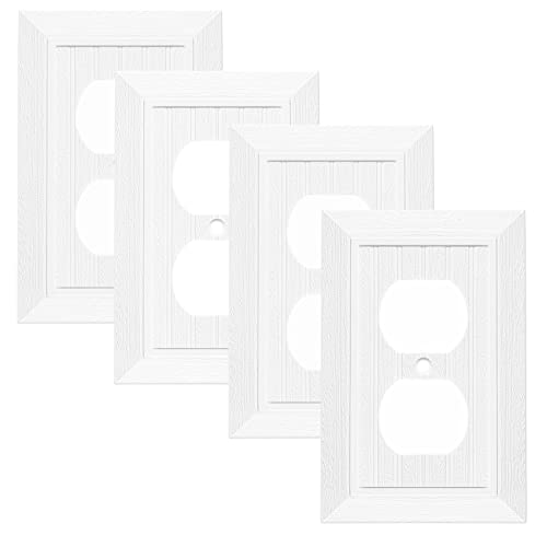 Modern Decorative Wall Plate Retro Wood Grain design Switch Cover Outlet Cover for Light Switch, Smart Switch, Dimmer, GFCI, USB Outlet (Duplex Outlet 4-Pack) - size: Duplex Outlet 4-Pack