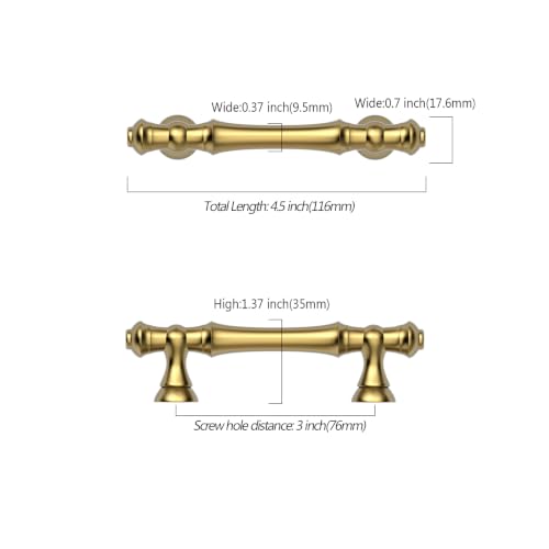 Asidrama 10 Pack 3 Inch(76mm) Vibrant Brushed Moderne Brass Cabinet Pulls Heavy-Duty Solid Kitchen Cabinet Handles Drawer Hardware for Bathrooms Cabinets 3768 - color: Vibrant Brushed Moderne Brass, size: 3" Hole Center, style: 10 Pack