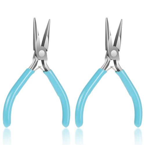 2 Pack Needle Nose Pliers for Jewelry Making, 4.5 Inch Small Needle Nose Pliers Jewelry Chain Nose Pliers Craft Pliers for Wire Bending, Repair, Object Grasping (Blue) - color: Blue