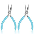 2 Pack Needle Nose Pliers for Jewelry Making, 4.5 Inch Small Needle Nose Pliers Jewelry Chain Nose Pliers Craft Pliers for Wire Bending, Repair, Object Grasping (Blue) - color: Blue