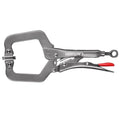ARROW 6 Inch C-Clamp Locking Pliers with Swivel Pads, Through-Hole Adjustment, One-Handed Release Trigger, Heat-Treated Steel Welding Clamp for Woodworking and Metalworking - size: 6 inch