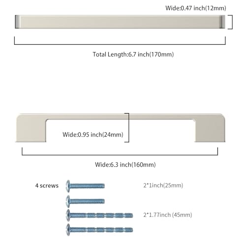 Brushed Satin Nickel Cabinet Pulls and Handles, 6.3 Inch, 10 Pack - color: Brushed Satin Nickel, size: 6.3"/160MM Hole Center