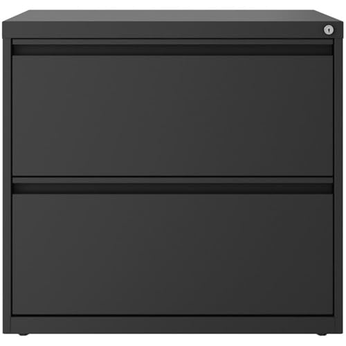 Home Square 2 Drawer Metal Lateral 101 Filing Cabinet Set in Charcoal (Set of 2)