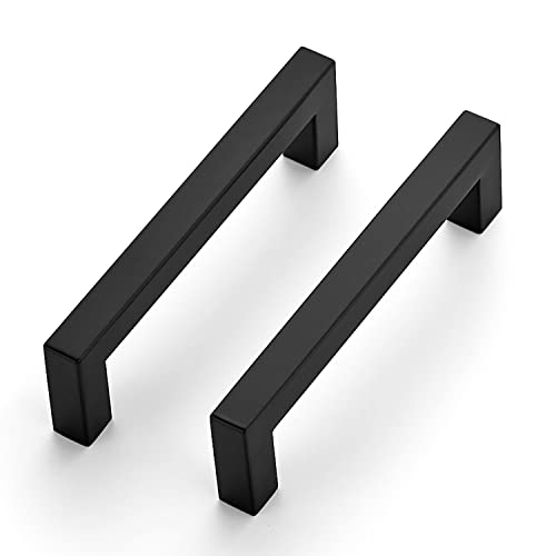 Ravinte Matte Black Cabinet Handles Square Pulls 4-1/2 Inch 3 Pack - size: 5 Inch (4-1/2 Inch Hole Center)