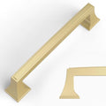 Amerdeco 10 Pack Brushed Gold Cabinet Pulls 5 Inch(128mm) Hole Center Cabinet Hardware Kitchen Cabinet Handles for Bathroom Brass Drawer Pulls Dresser Pulls ZH0010 - color: Brushed Gold, size: 5"/128MM Hole Center